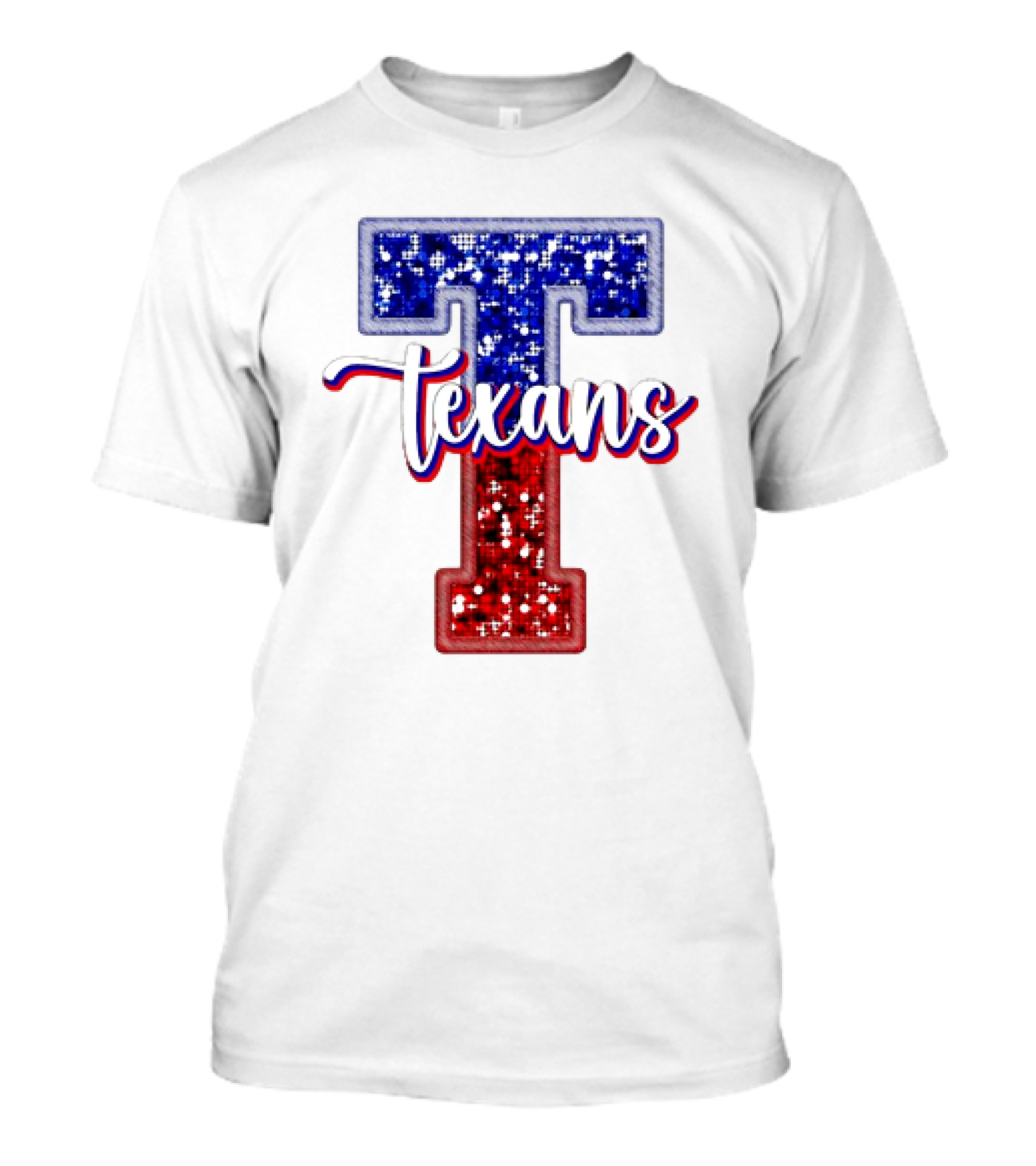 Texans Glitter Football T Red Blue T-Shirt