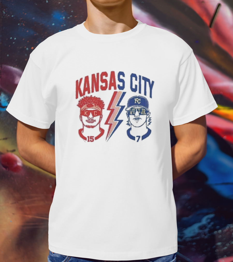 Kansas City Chiefs Patrick Mahomes 15 And Royals Bobby Witt Jr 7 T-Shirt