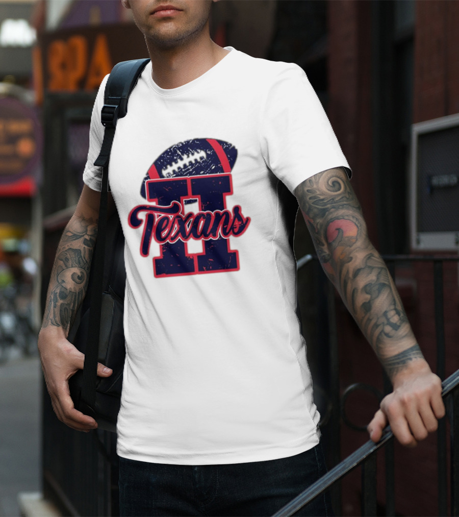 Retro Vintage Texans Football H Logo With Football T-Shirt
