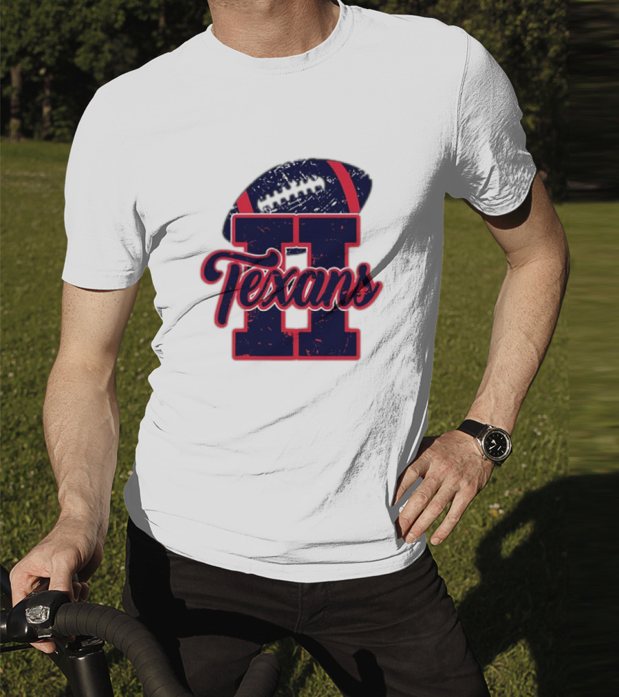 Retro Vintage Texans Football H Logo With Football T-Shirt