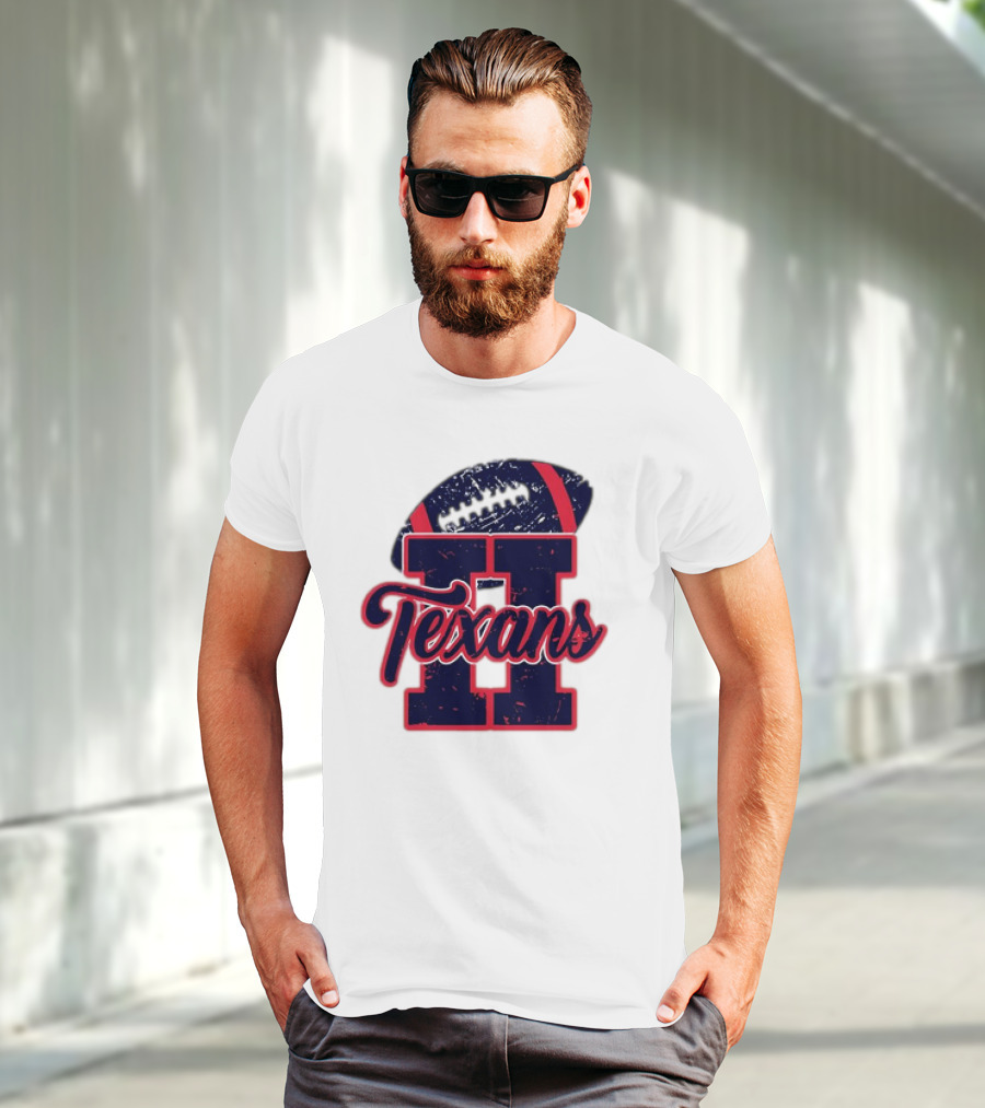 Retro Vintage Texans Football H Logo With Football T-Shirt