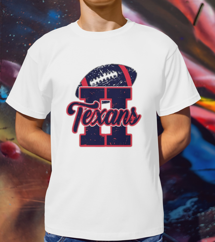 Retro Vintage Texans Football H Logo With Football T-Shirt