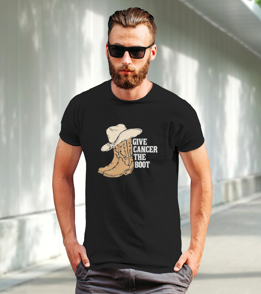 Give Cancer The Boot Retro Cowboy Hat And Boots T-Shirt