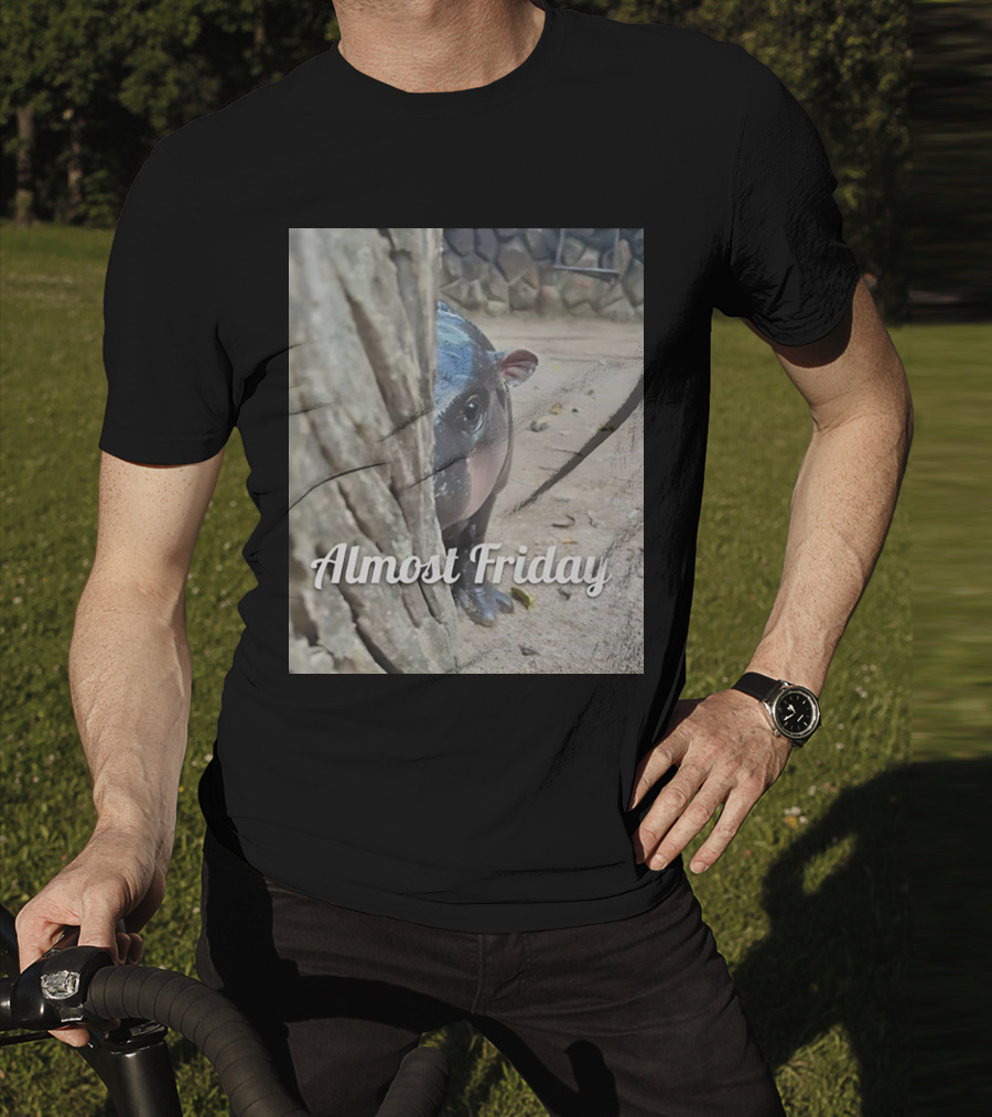 Almost Friday Peek Hippo Behind Tree T-Shirt