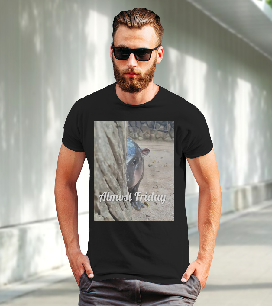 Almost Friday Peek Hippo Behind Tree T-Shirt