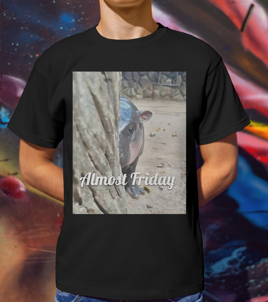 Almost Friday Peek Hippo Behind Tree T-Shirt