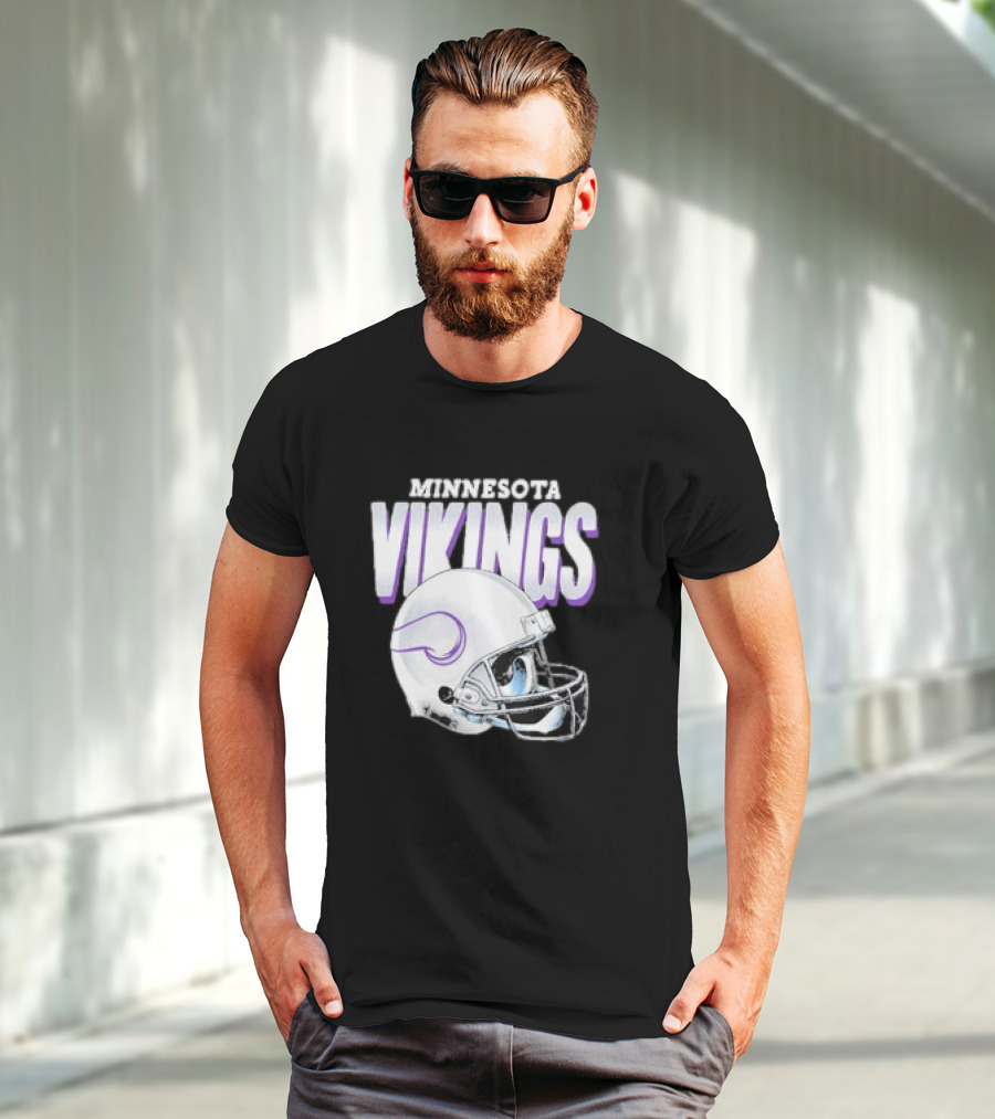 Minnesota Vikings Gradient Helmet NFL Merchandise T-Shirt