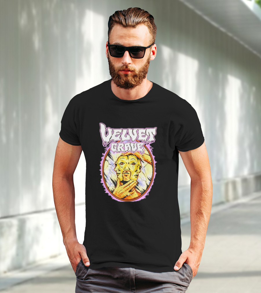 Velvet Grave Horror Retro Surreal Multi-Faced Mask T-Shirt