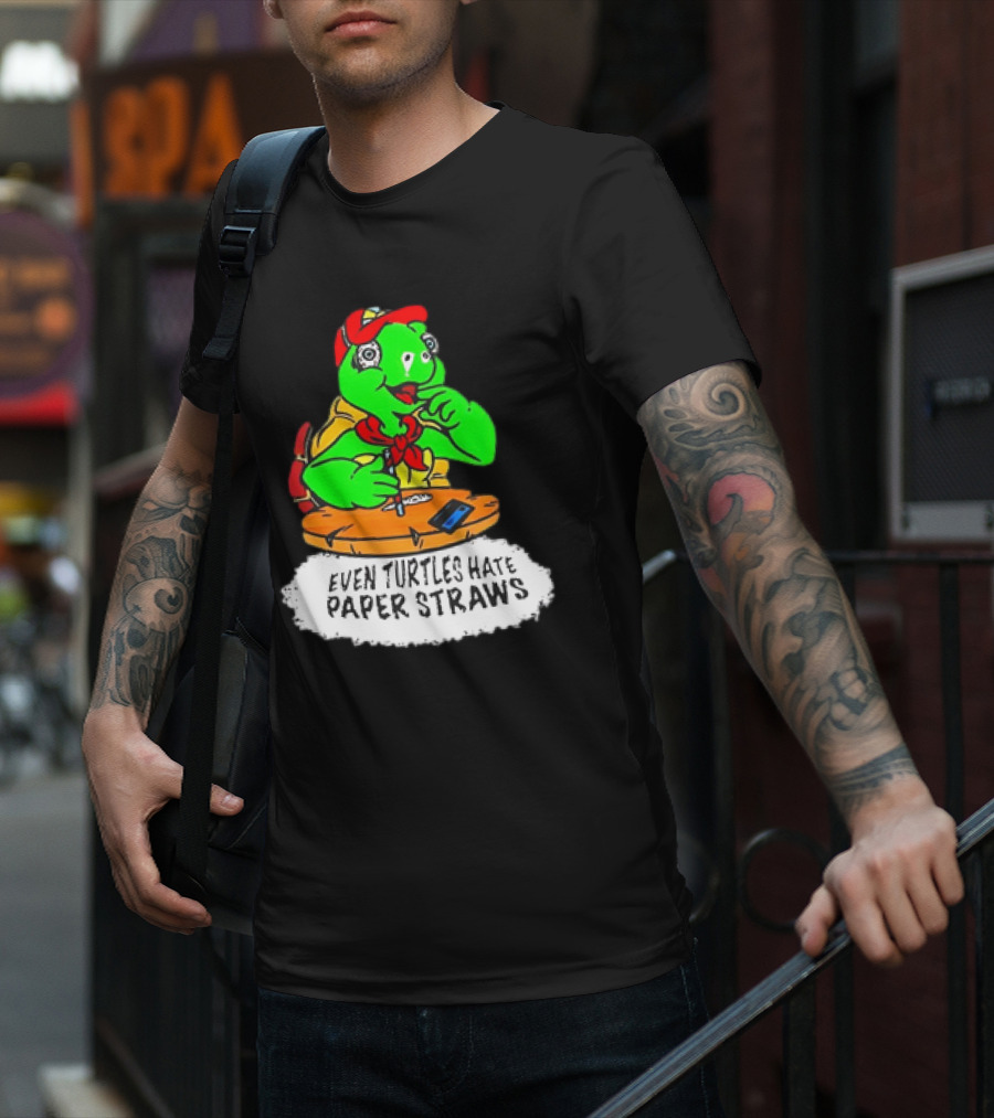 Isaac Butterfield Even Turtles Hate Paper Straws T-Shirt