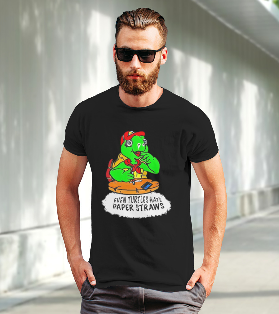 Isaac Butterfield Even Turtles Hate Paper Straws T-Shirt
