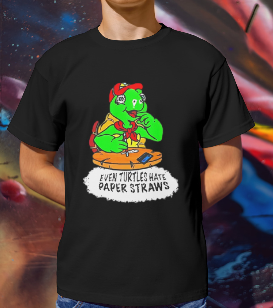 Isaac Butterfield Even Turtles Hate Paper Straws T-Shirt
