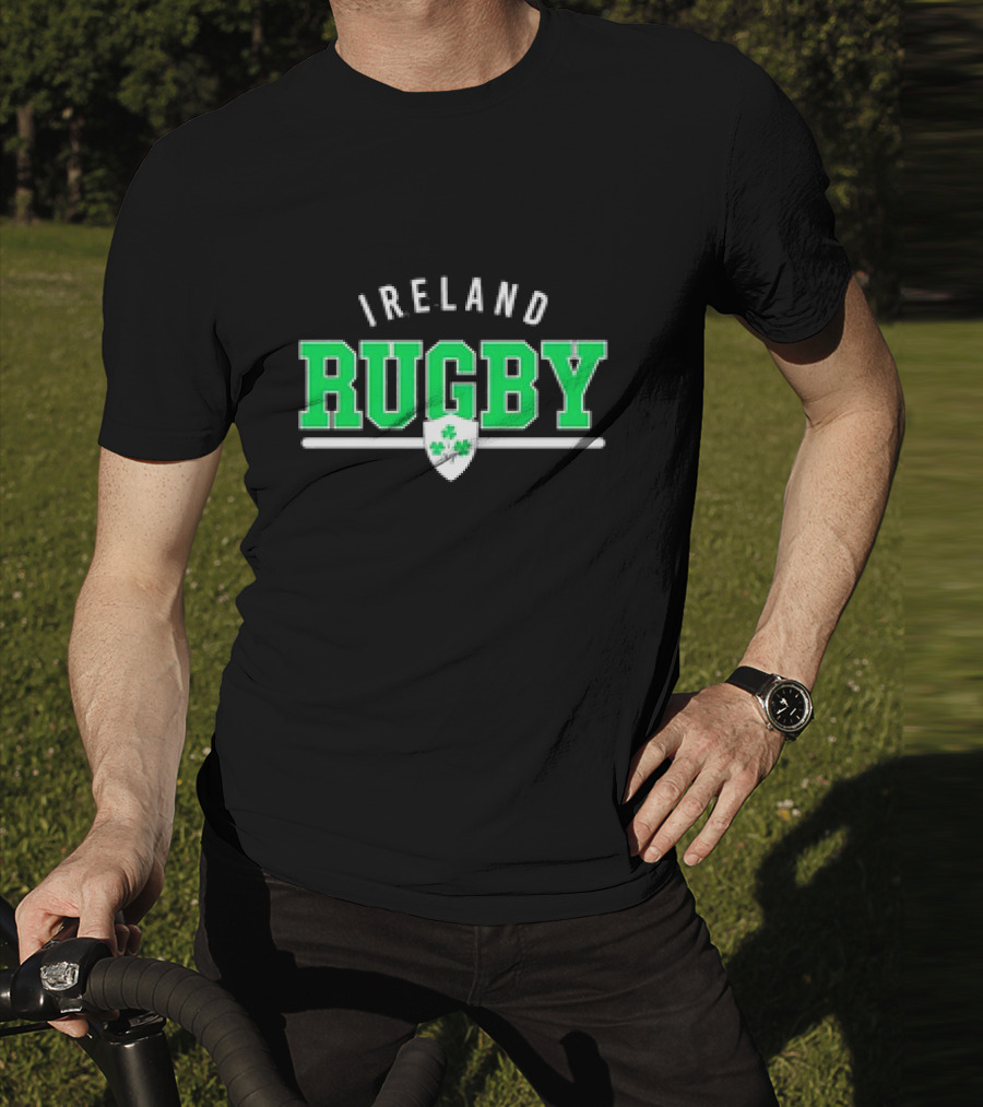 Ireland Rugby Wordmark Nations Supersoft Logo Shamrock Shield T-Shirt