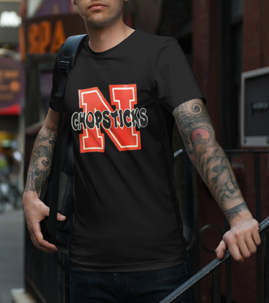 Nebraska Chopsticks Red Letter N T-Shirt