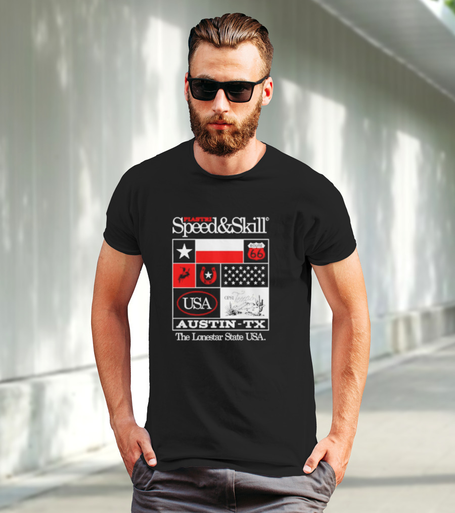 Plastr Speed And Skill Op81 Texas Route 66 Austin The Lonestar State USA T-Shirt
