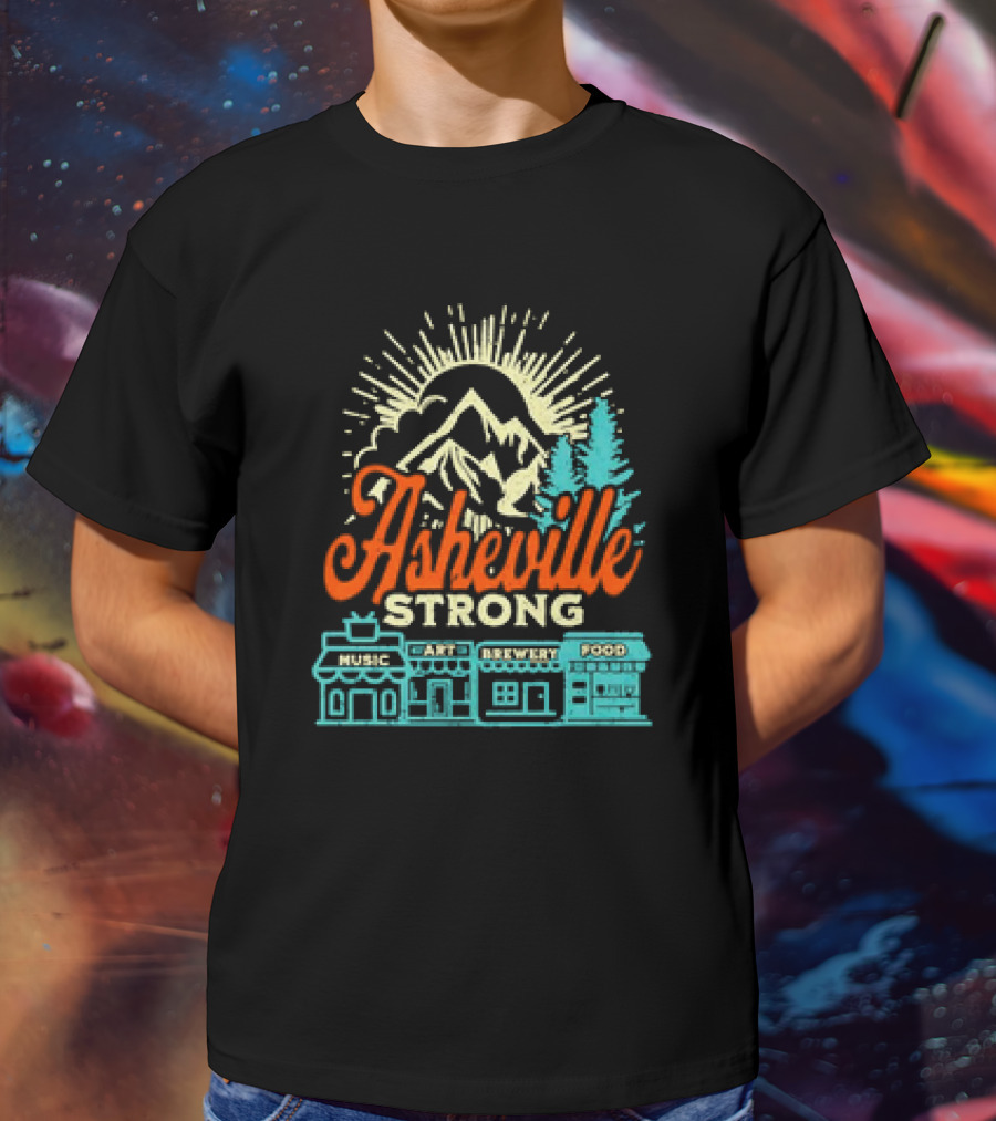 Asheville Strong Music Art Brewery Food Retro Vintage T-Shirt