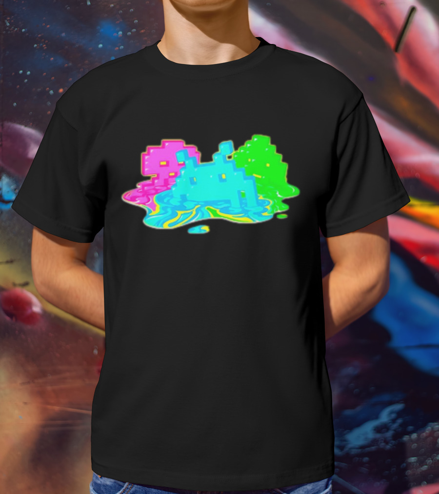Space Invaders Melting Retro Arcade Aliens T-Shirt