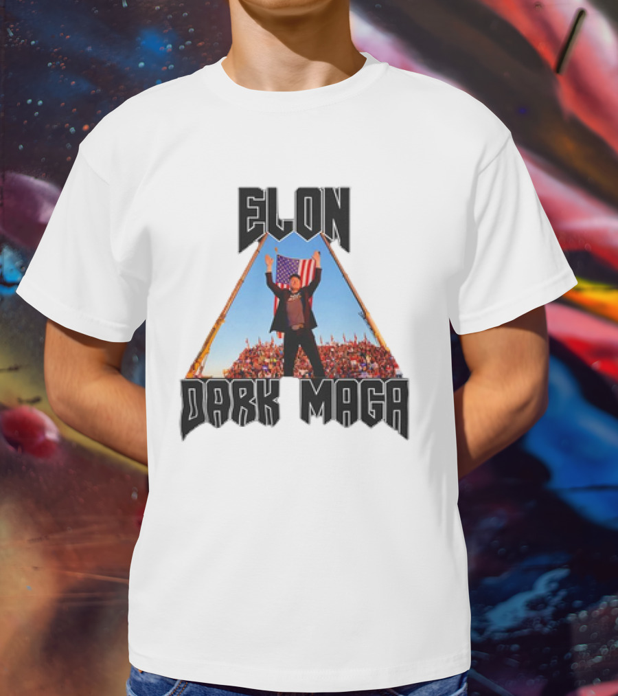 Elon Dark MAGA American Flag Crowd Symbolism T-Shirt