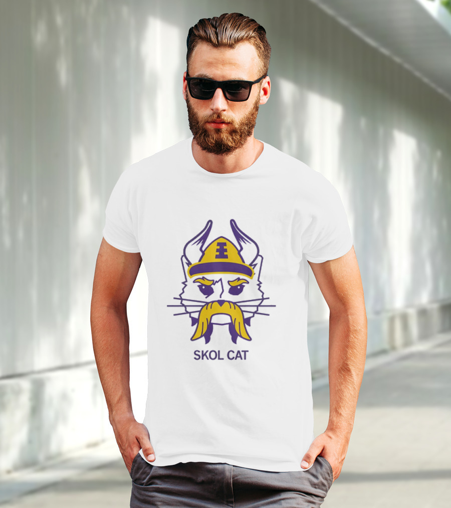Los Angeles Lakers Skol Cat Viking Helmet Mustache T-Shirt