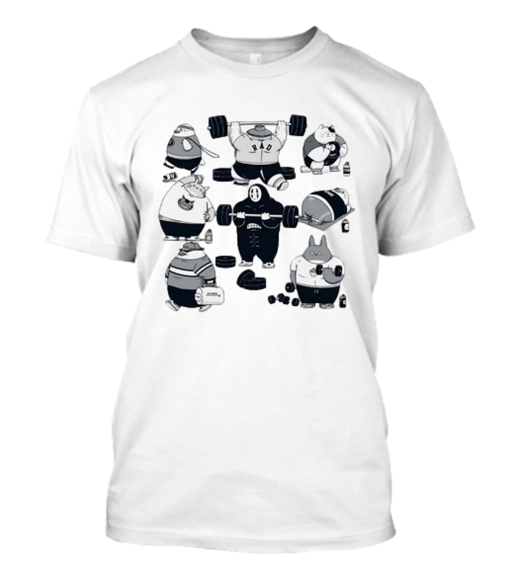 Spirited Gym Anime Spirits Staying In Shape With Iconic Fitness Characters T-Shirt