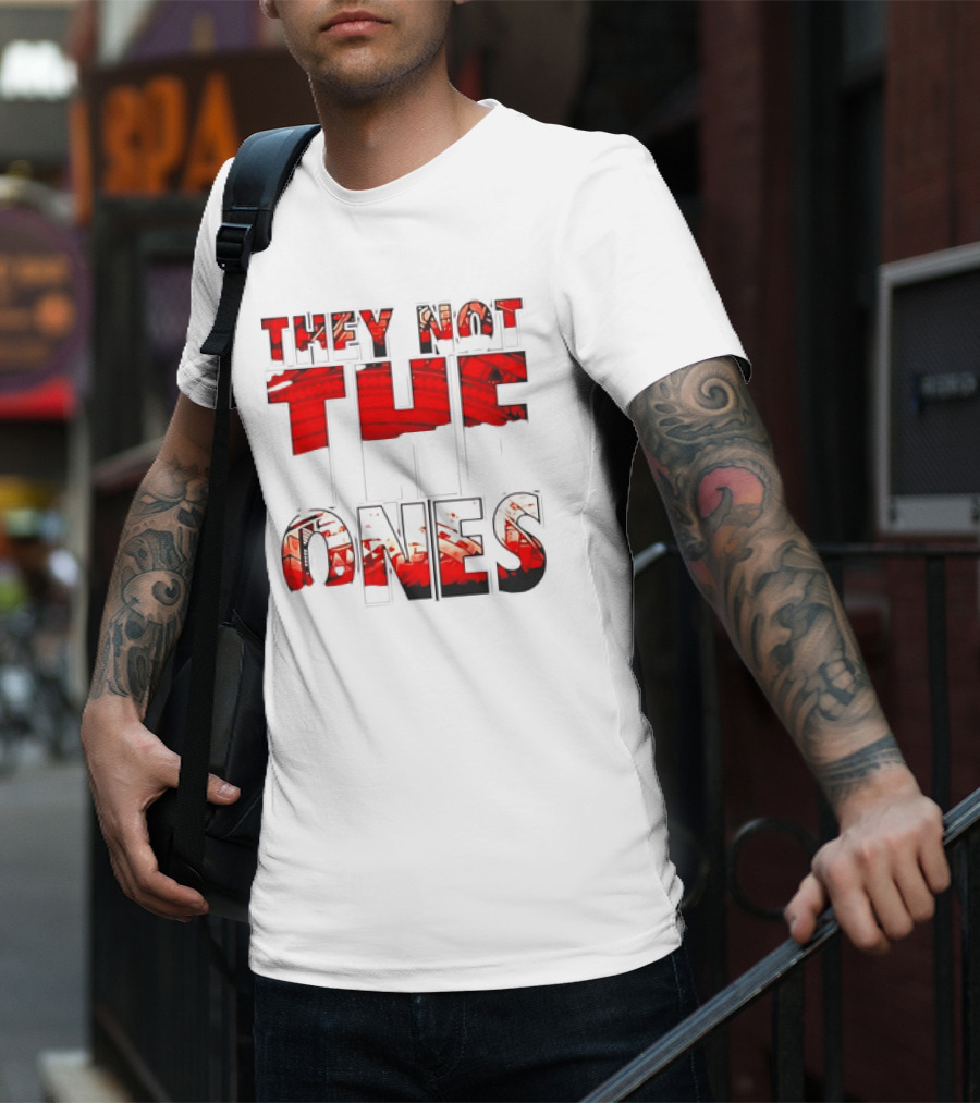 They Not The Ones WWE Red Pattern Text T-Shirt
