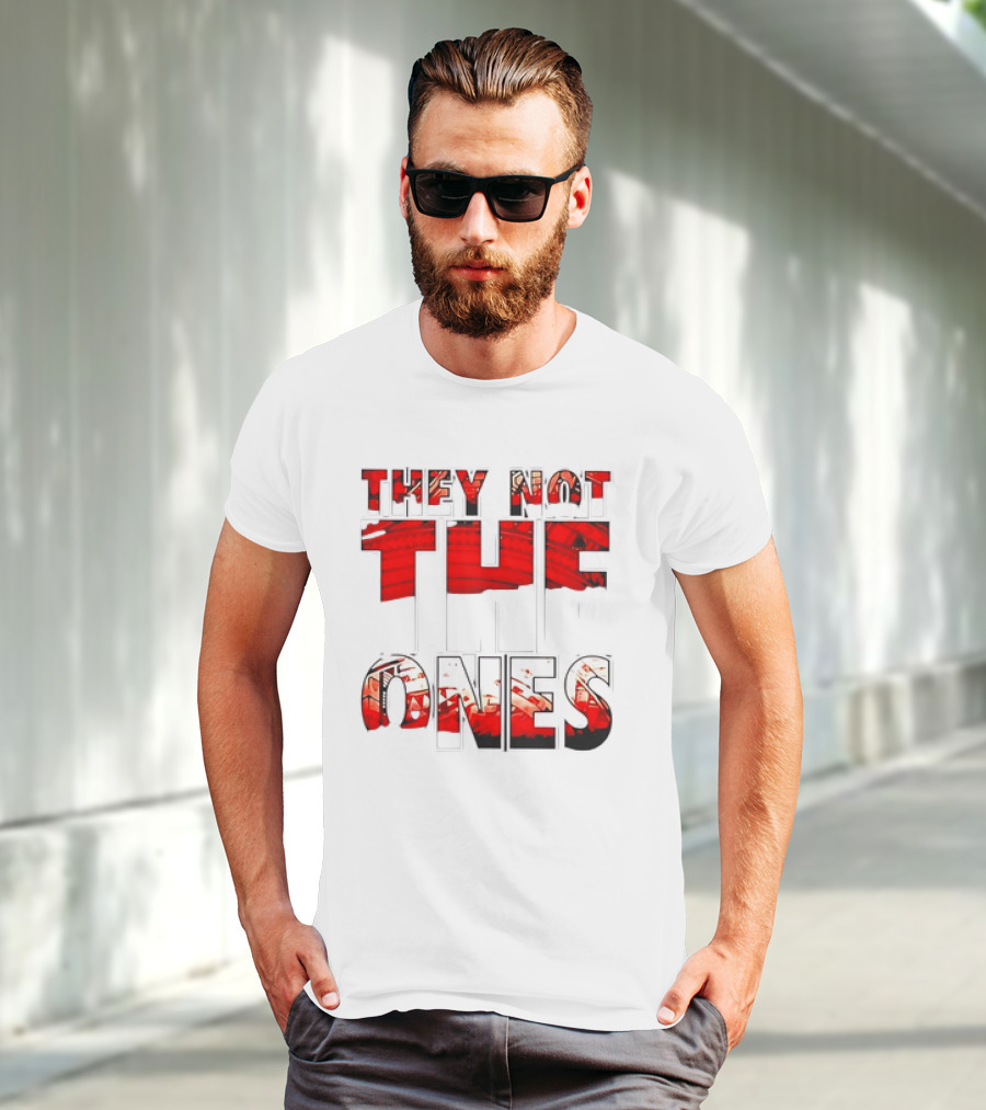 They Not The Ones WWE Red Pattern Text T-Shirt