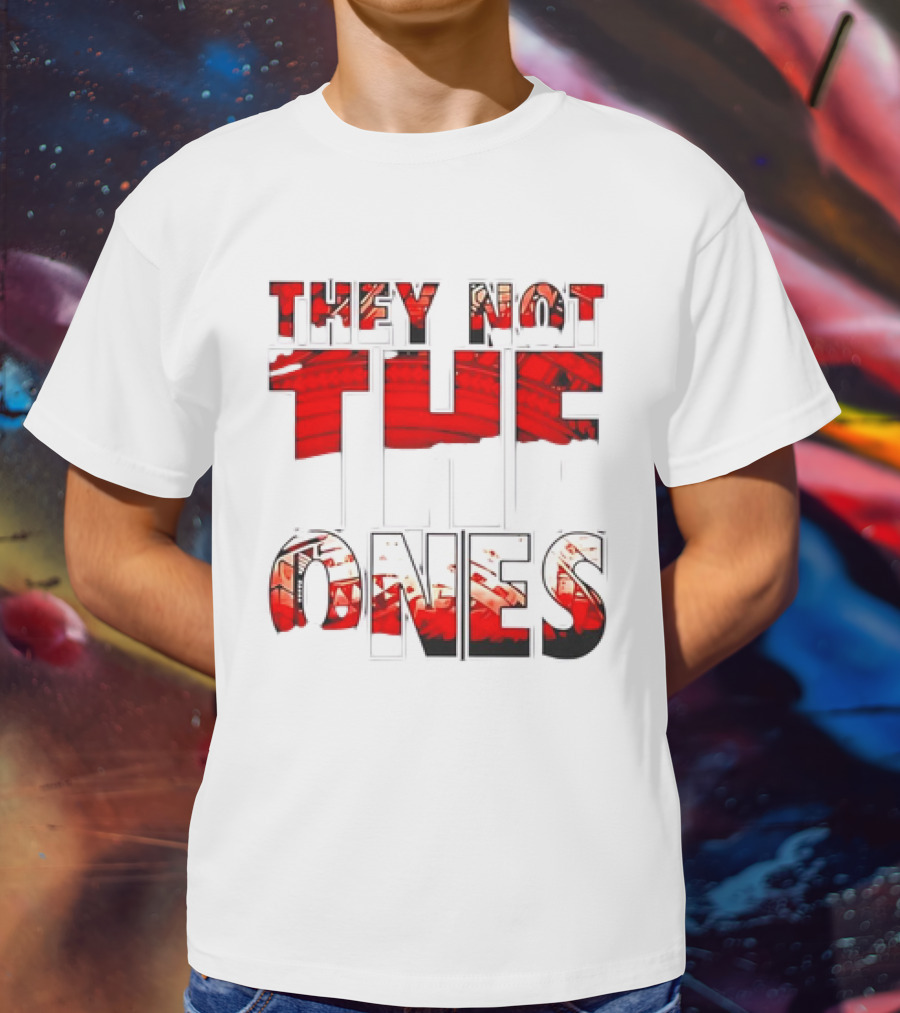 They Not The Ones WWE Red Pattern Text T-Shirt