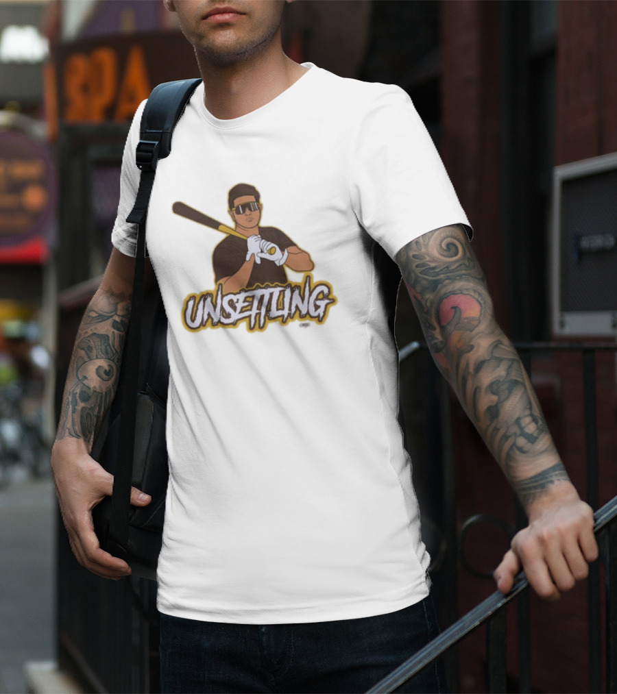 Unsettling Baseball Player With Bat And Gloves T-Shirt