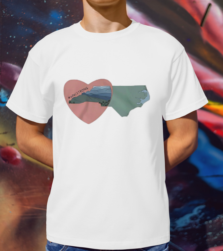WNC Strong Heart With North Carolina Mountains Map T-Shirt