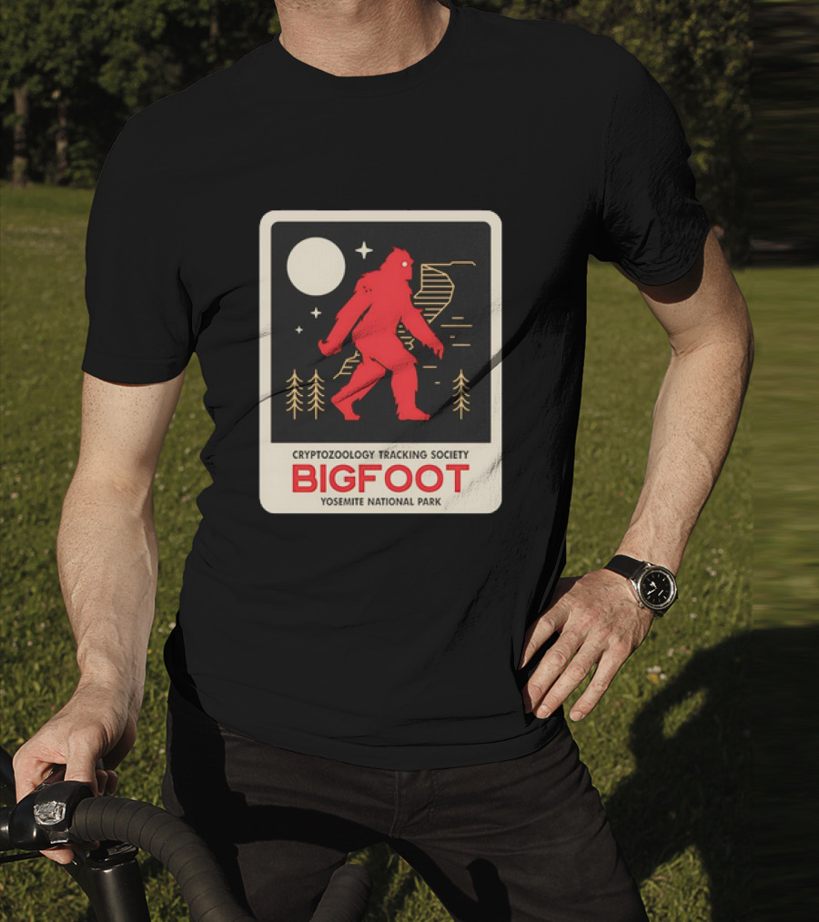 Bigfoot Cryptozoology Tracking Society Moonlit Yosemite National Park T-Shirt