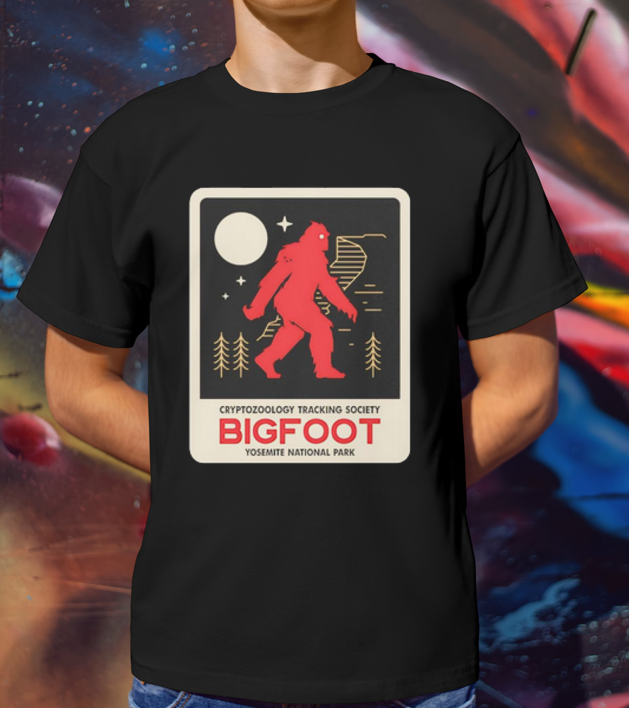 Bigfoot Cryptozoology Tracking Society Moonlit Yosemite National Park T-Shirt