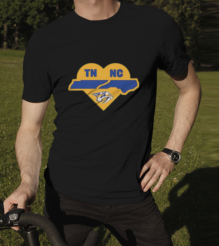 Nashville Predators TN NC Heart Logo Icon With State Outline T-Shirt