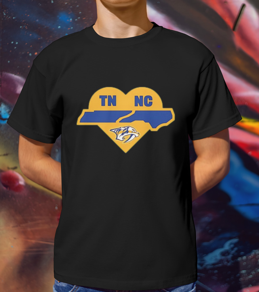 Nashville Predators TN NC Heart Logo Icon With State Outline T-Shirt