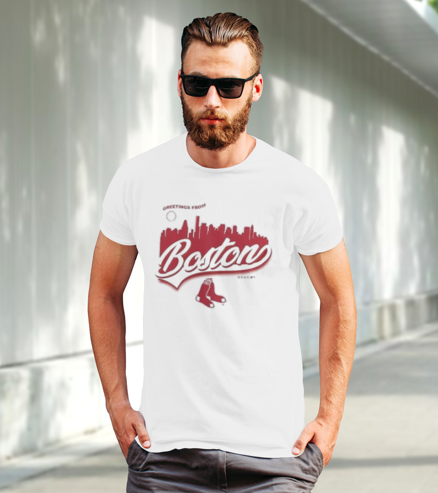 Greetings From Boston Red Sox Skyline T-Shirt