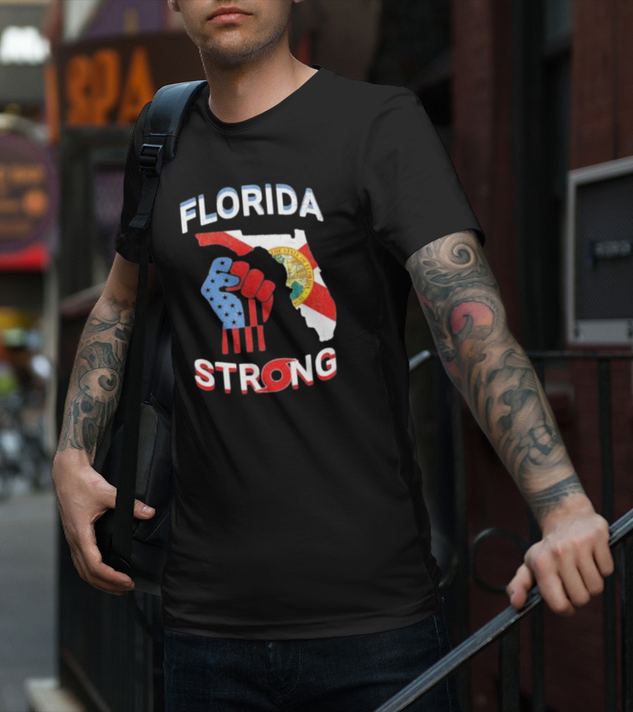 Florida Strong Pride Support Floridians State Flag Fist T-Shirt