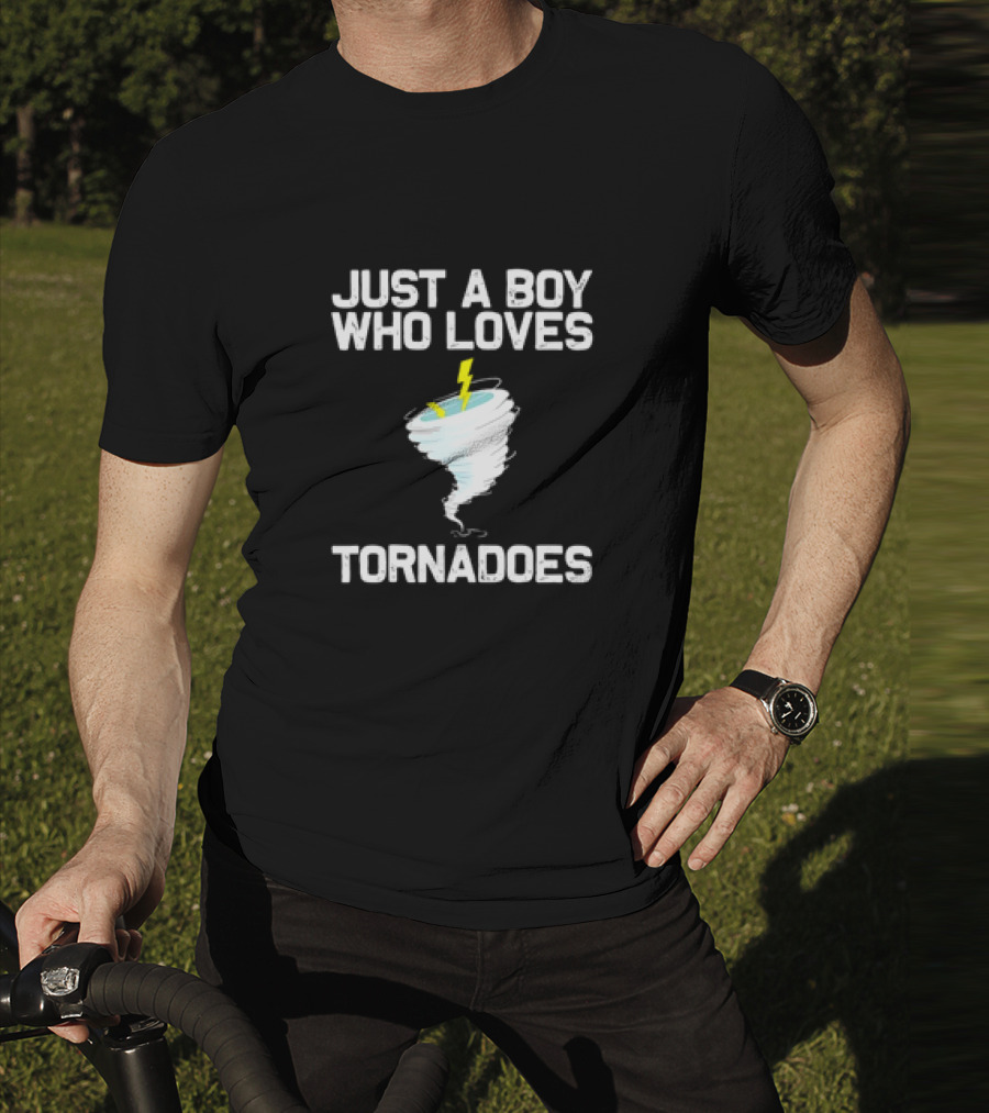 Just A Boy Who Loves Tornadoes Hurricane Milton Retro Weather Enthusiast Vintage T-Shirt