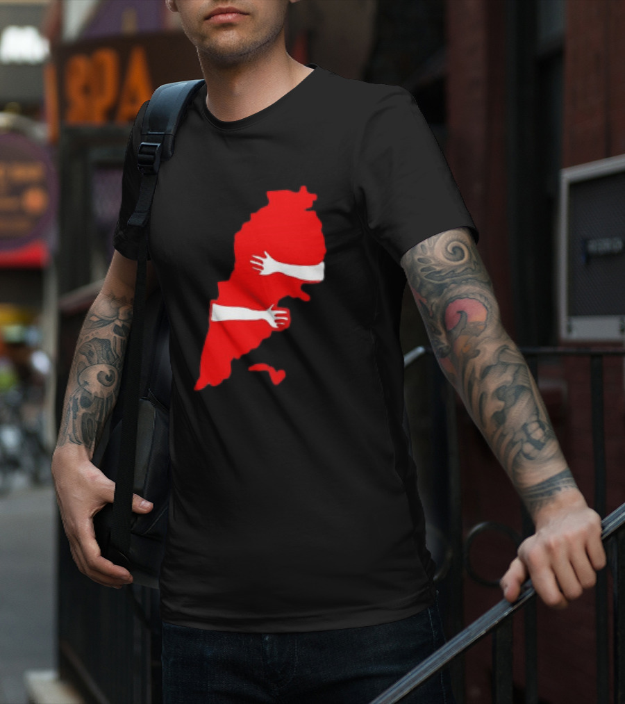 Lebanese Hug Red Map Embrace T-Shirt
