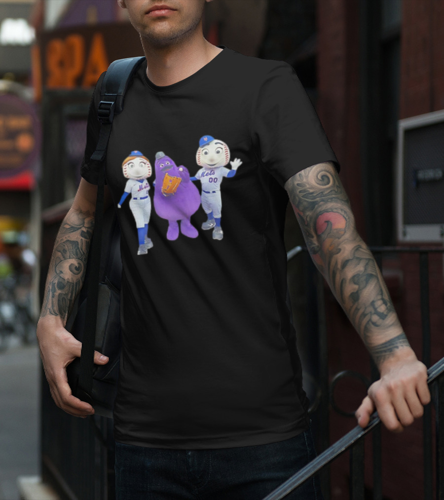 Mrs Met Grimace Mr Met Mets Baseball Characters Collaboration T-Shirt