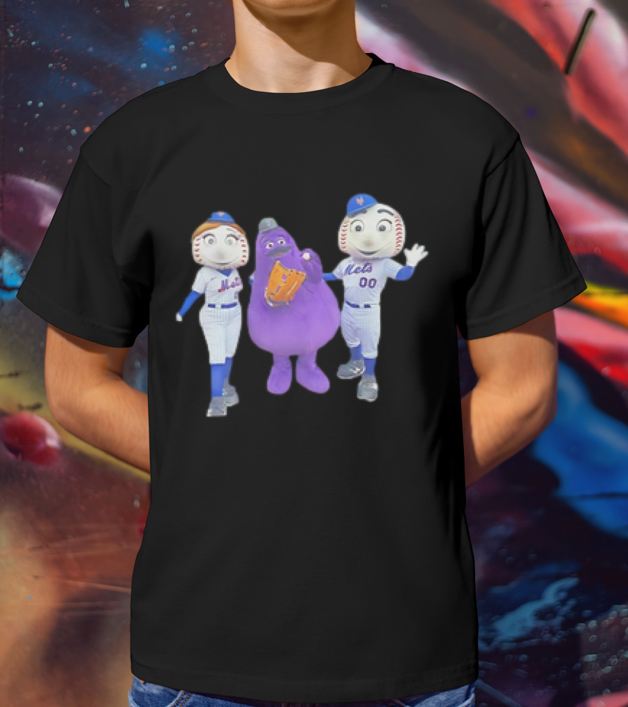Mrs Met Grimace Mr Met Mets Baseball Characters Collaboration T-Shirt