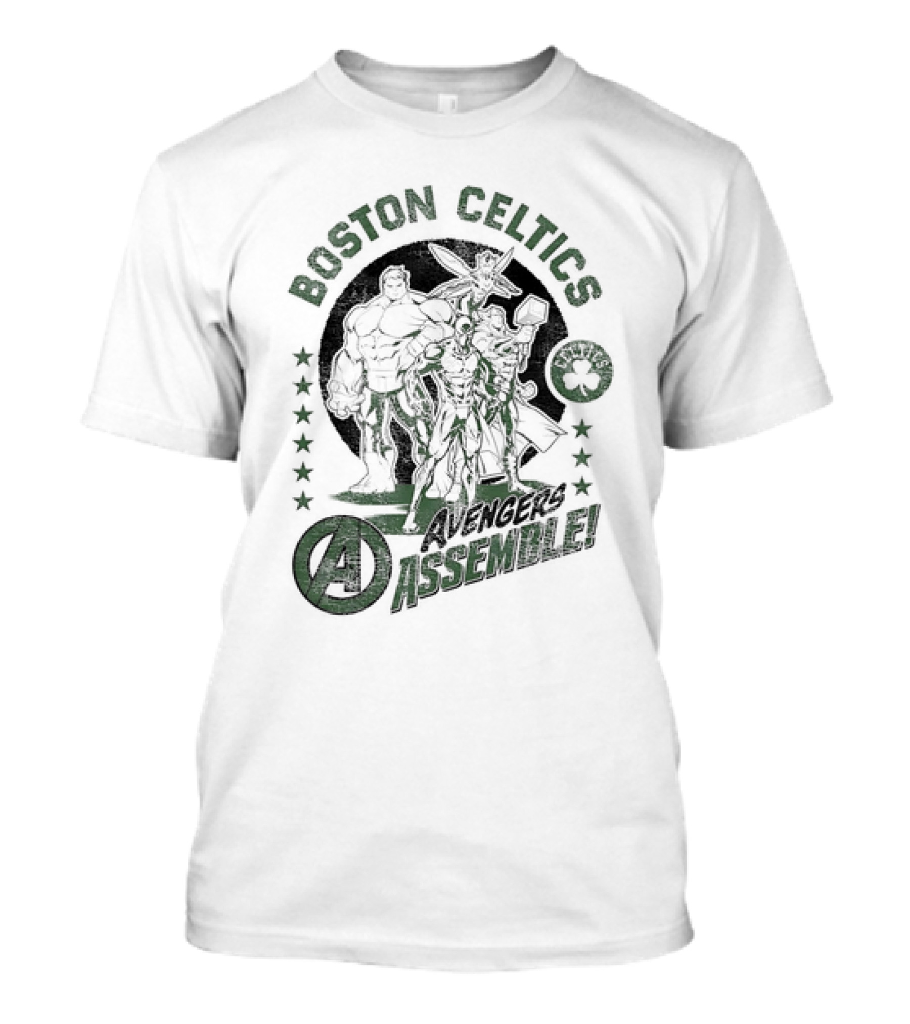 Boston Celtics Marvel Avengers Assemble Crossover Collaboration T-Shirt