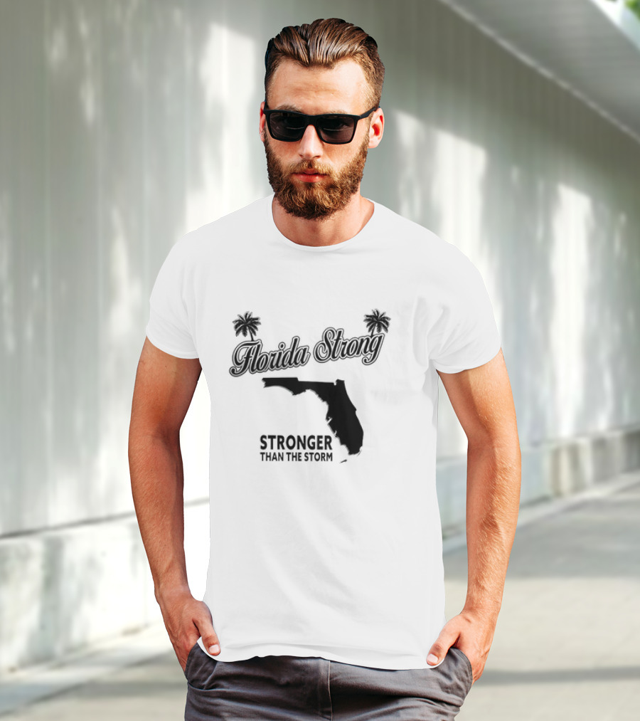 Florida Strong Stronger Than The Storm Map With Palm Trees T-Shirt