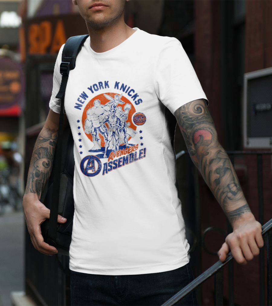 New York Knicks Avengers Assemble NBA Marvel Collaboration T-Shirt