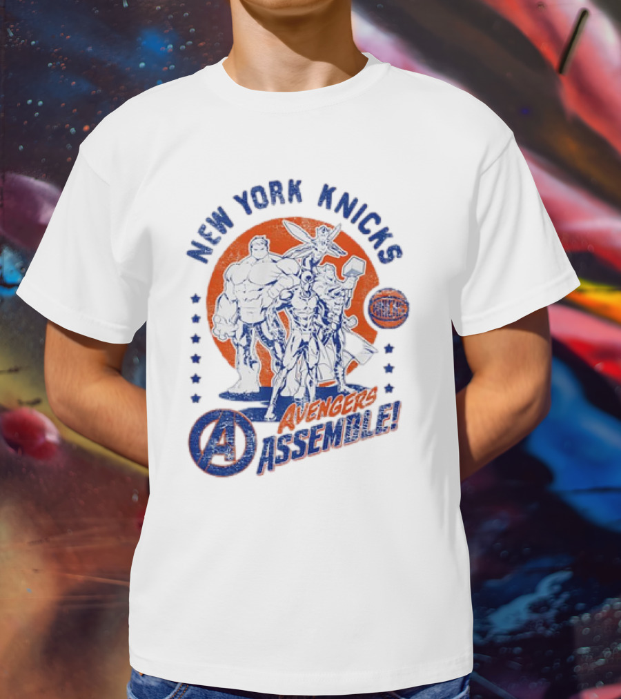 New York Knicks Avengers Assemble NBA Marvel Collaboration T-Shirt