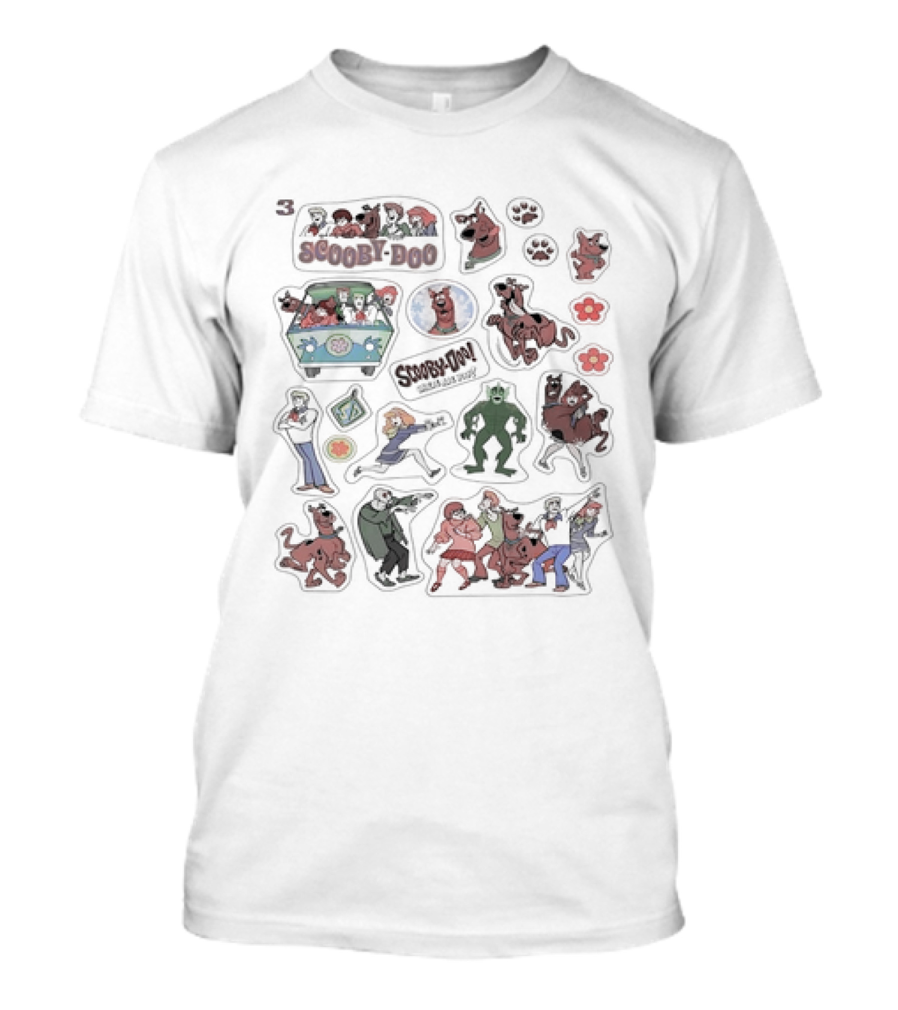 Scooby-Doo Where Are You Character Stickers Scooby-Doo Scooby-Doo Gang And Mystery Machine Stickers T-Shirt