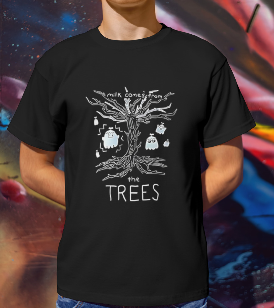 Milk Comes From The Trees With Ghostly Milk Cartons T-Shirt