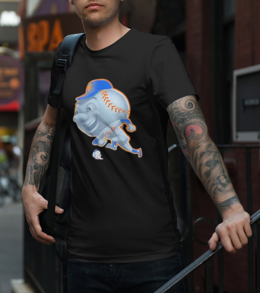 New York Mets Mr. Met Mascot In Baseball Cap And Uniform T-Shirt