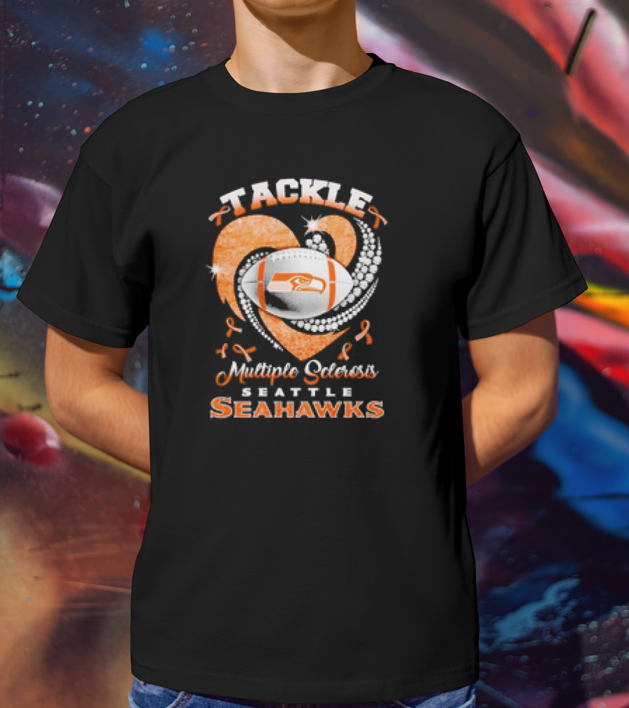 Tackle Multiple Sclerosis Seattle Seahawks Diamond Heart T-Shirt