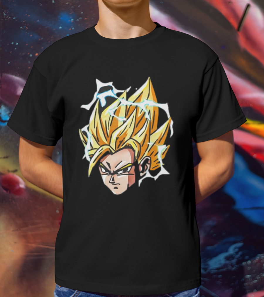 Son Goku Super Saiyan Dragon Ball Z Lightning Aura Face T-Shirt