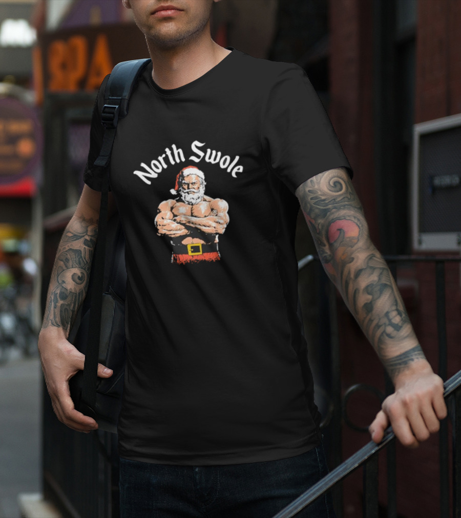 North Swole Santa Christmas Bodybuilding Holiday T-Shirt