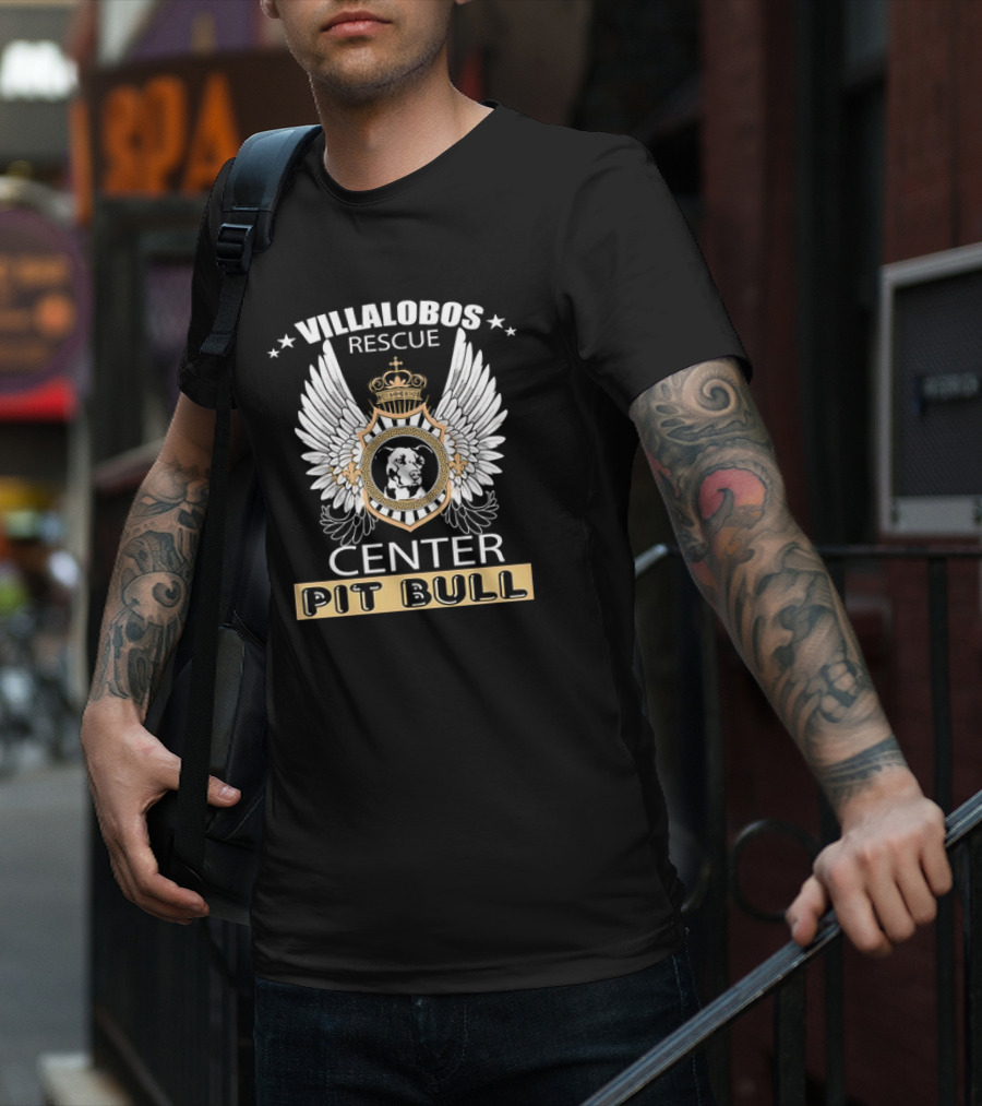 Villalobos Rescue Center Pit Bull Wings Crest T-Shirt