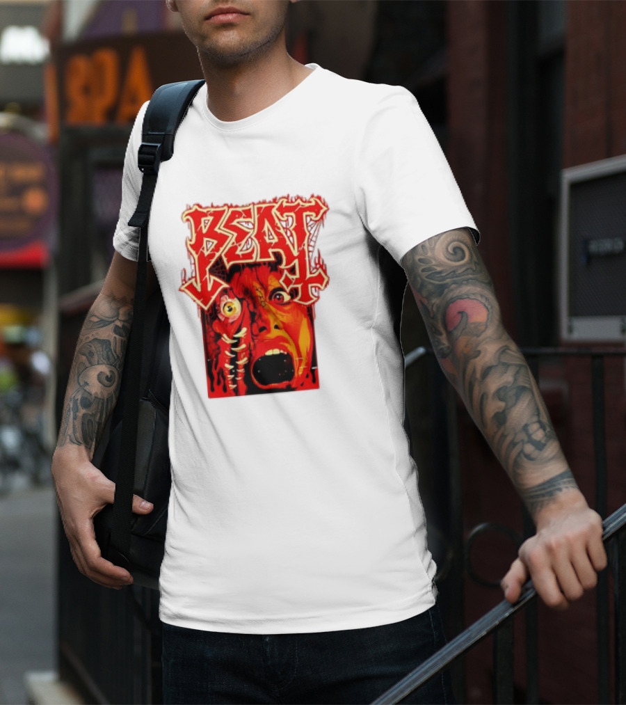 Beat Mutation Horror Zombie Face With Screaming Expression T-Shirt